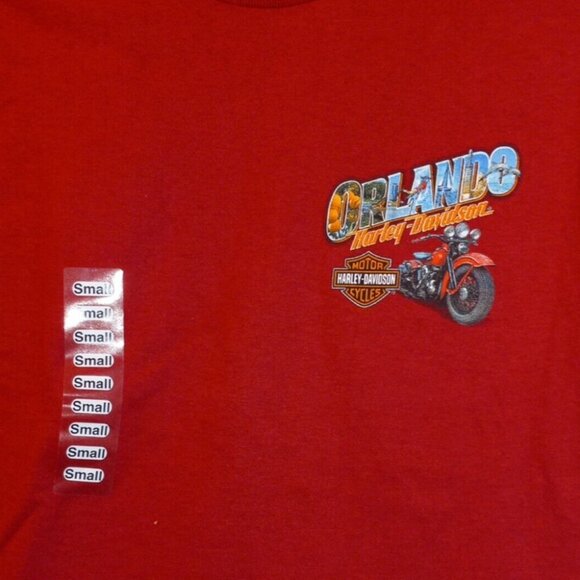 Harley Davidson Orlando Florida T Shirt Mens Small Red Biker Motorcycle Tee - Picture 6 of 14